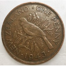NEW ZEALAND 1943 . ONE 1 PENNY . ERROR . PLANCHET FLAWS